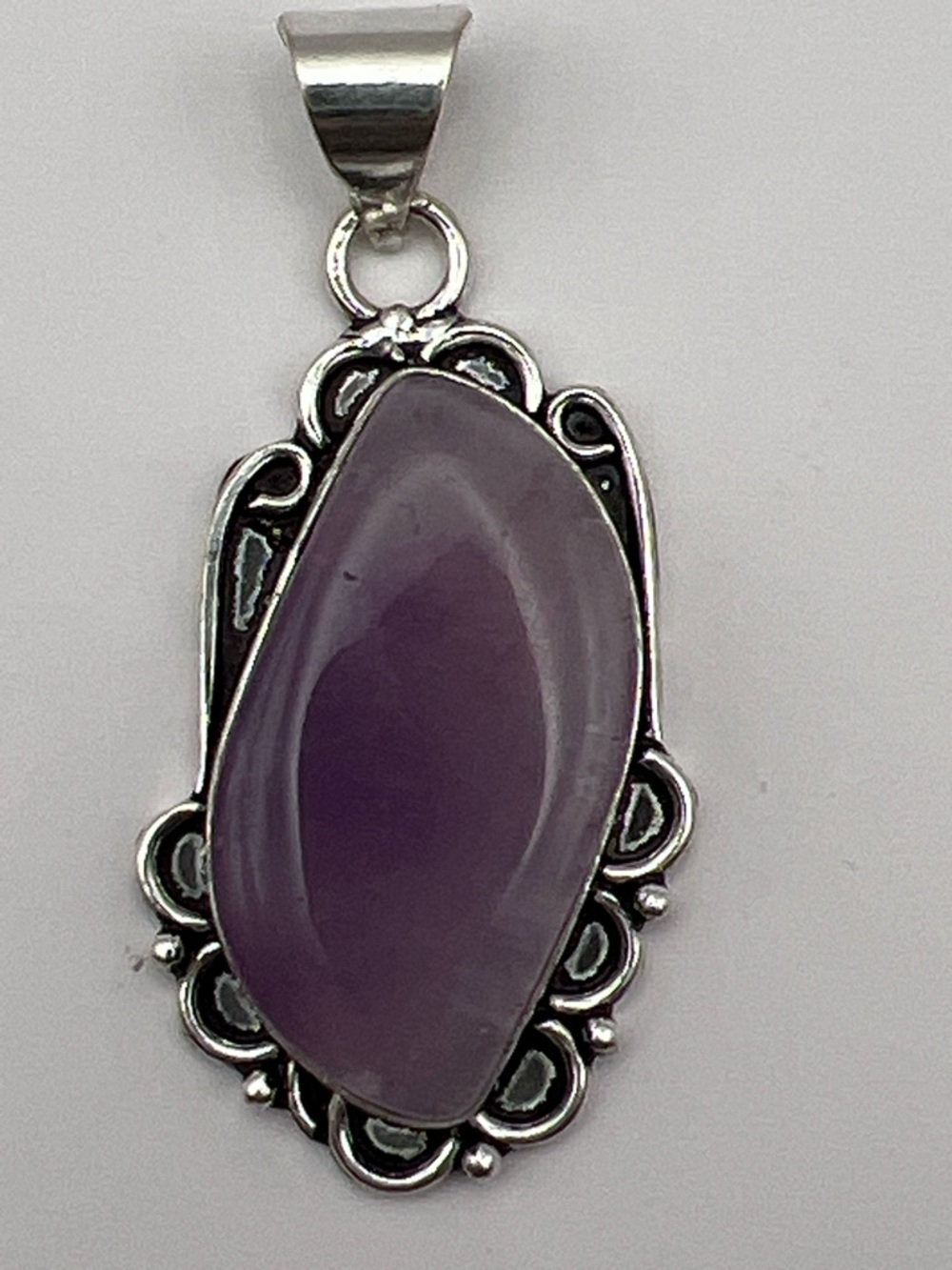 Silver Filigree Amethyst Pendant Necklace